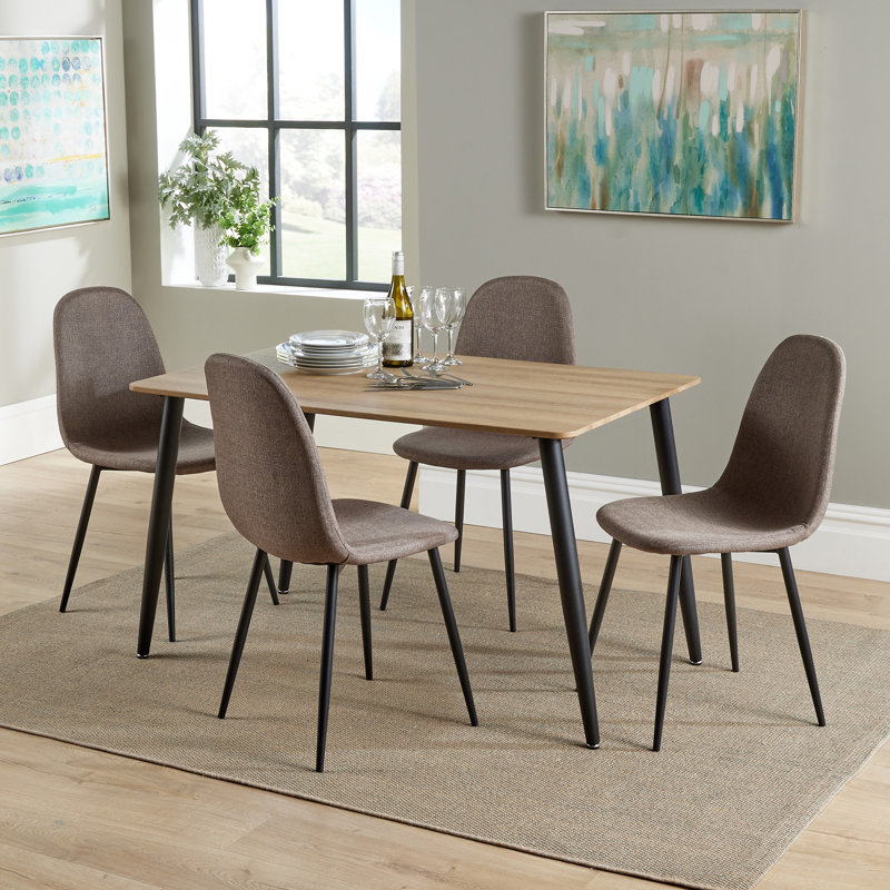 Holmen table and 4 chair dining set, Brown, Tan