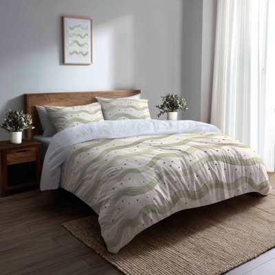 Modern Bedding Set 3 Pcs - Dots Wave Dot Duvet Cover Set