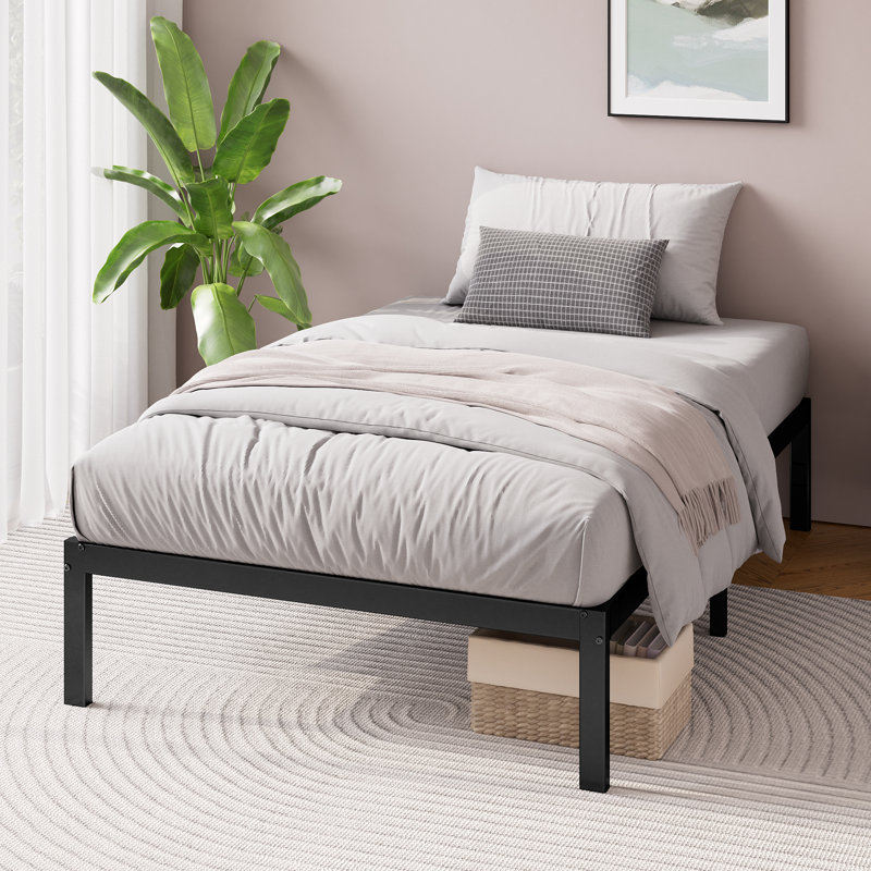 Barbieri Modern Metal Platform Bed Frame with Heavy Duty Steel Slat Support, Single (3')