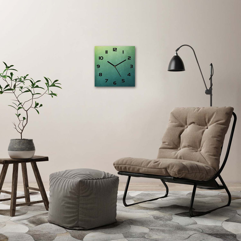 Harrisen Glass Wall Clock, Black/Green