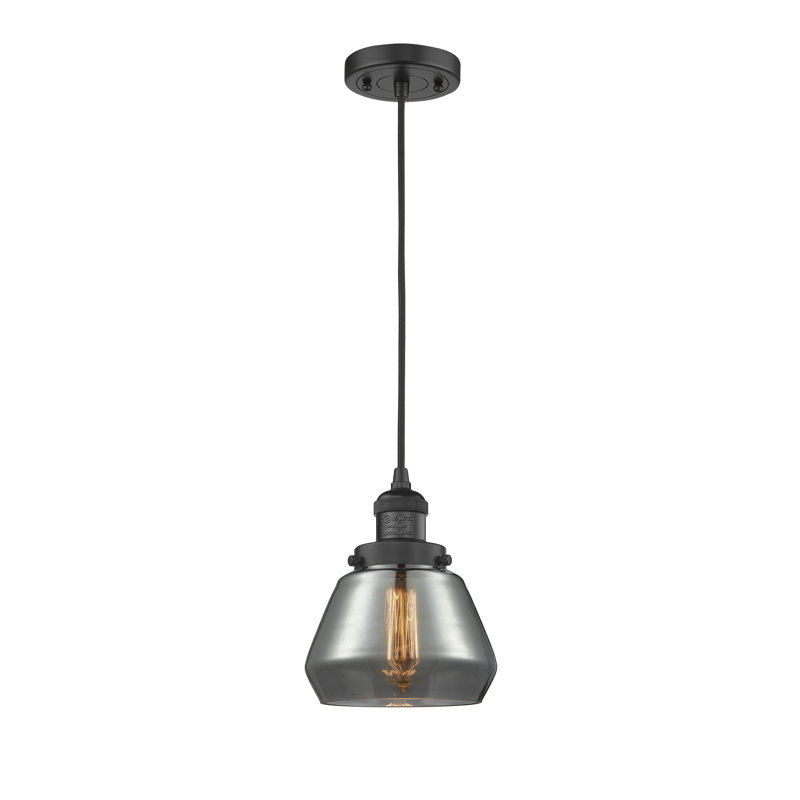 Luminaire suspendu en cloche 1 lumière rosecroft, Noir mat, Plaqué couleur fumée