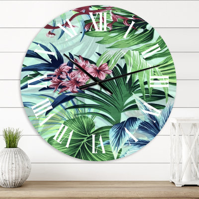 Fleurs tropicales VIntage VII - Horloge murale traditionnelle