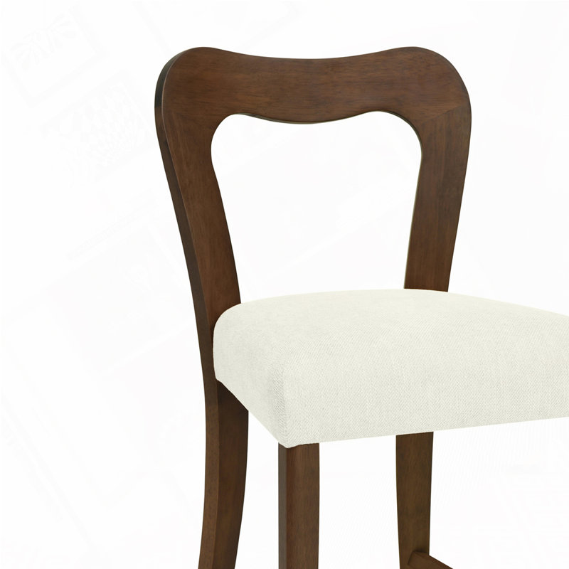 Tabouret de comptoir en bois massif, tabourets de bar, Noyer, Beige