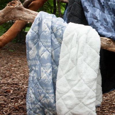 Coleman® Reversible Water Resistant Nylon and Sherpa Diamond Quilted Indoor/Outdoor Throw/Picnic Blanket