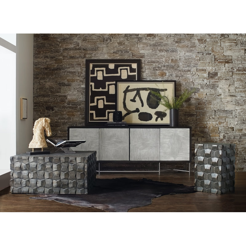 Chiseled Black Mango Wood Square End Table