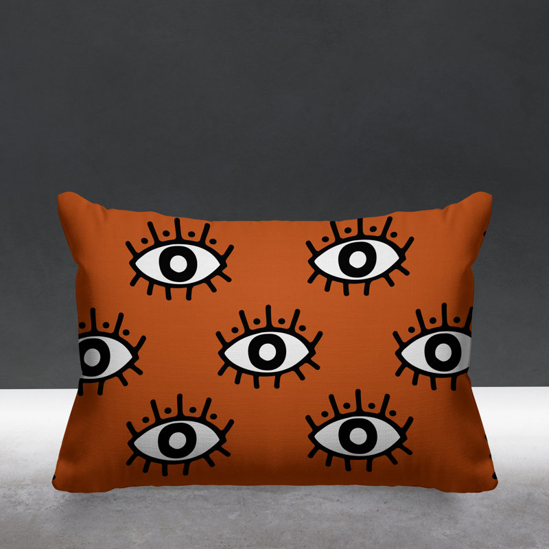 Coussin intérieur / extérieur Ankara Evil Eye, Orange