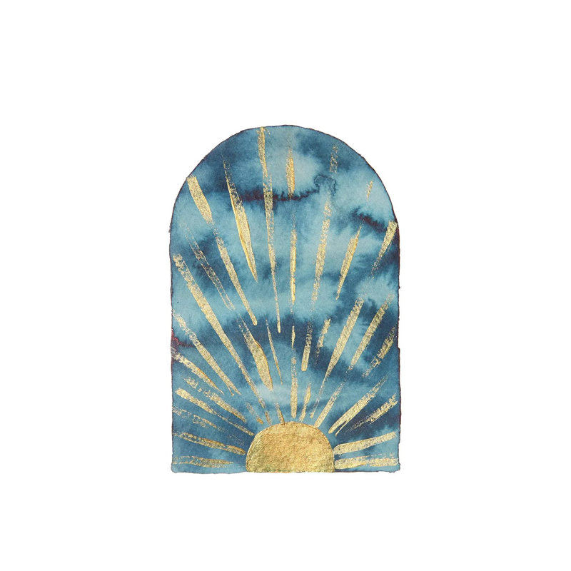 Navy And Gold Boho Sunrise by Whales Way - Painting on Canvas, Wrapped Canvas, 30.48cm H x 20.32cm W x 1.91cm D