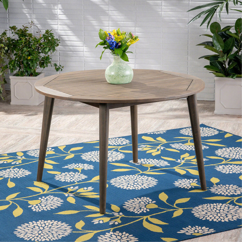 Table de salle à manger d'extérieur ronde avec pieds Mid-Century modernes, Grey