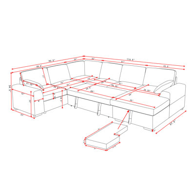 116.5''Transformative Modular Sofa With Multi-Functional Design