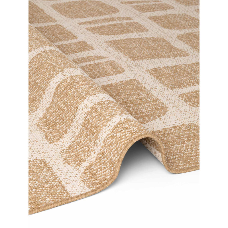 Derriyah Rectangle Geometric Indoor / Outdoor Area Rug, Tan, Rectangle 160 x 230 cm