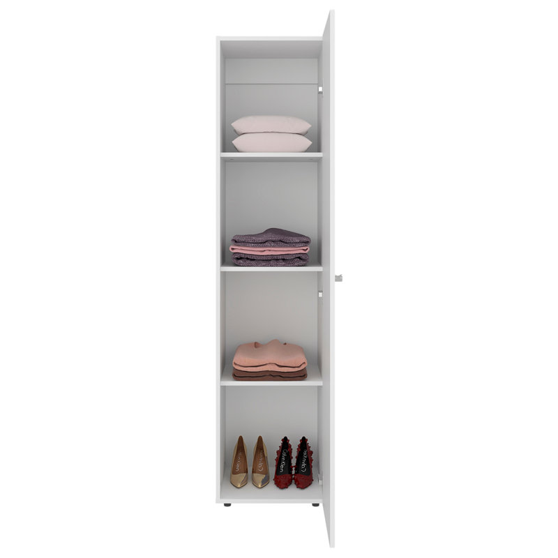 Garde-robe H 67 po avec miroir et rangement vertical, blanc