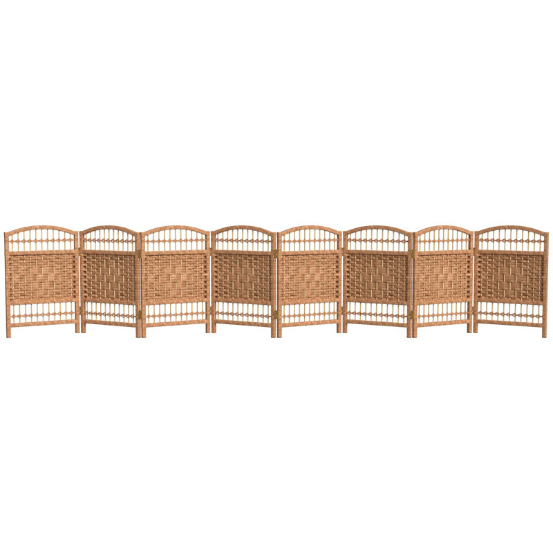 Paravent court en fibre tissée, 8, Naturel, H 23,5 po