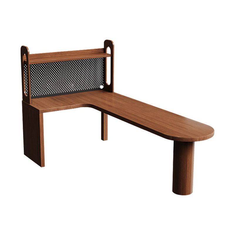 Nut-brown L-Shaped Solid Wood writing desk, 61.02” H x 78.74” W x 47.24” D