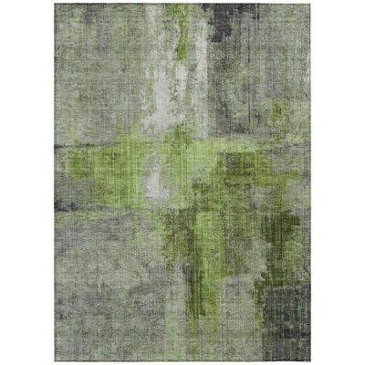Machine Washable Indoor/Outdoor Xhevrie Fern Rug