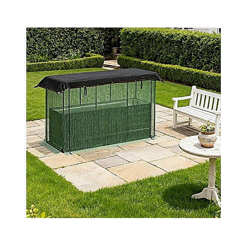 Raised Garden Bed,Galvanized Steel Planter Box with Crop Cage and Shade Cloth,for Flowers, Veggies and Herbs, Dark Green