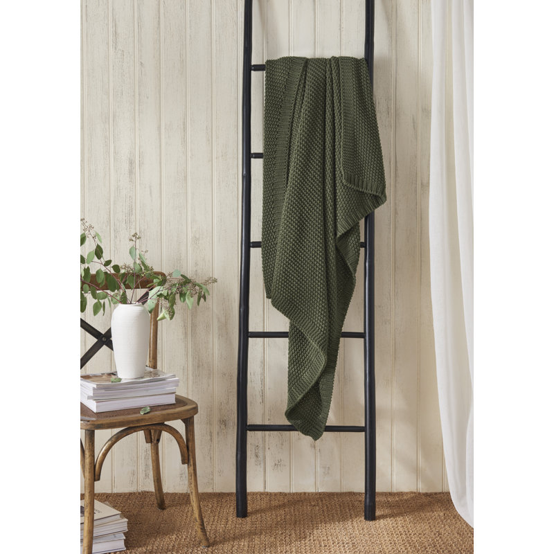 Paydon Knitted Throw Blanket, Olive