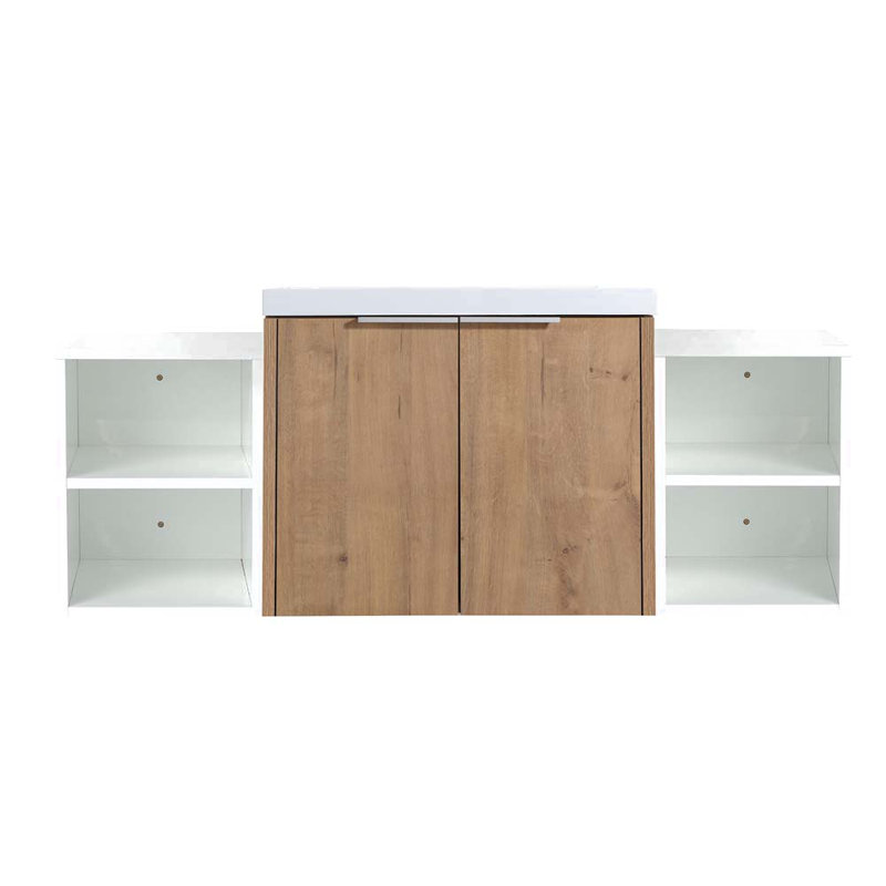 Meuble-lavabo simple 47,62 po avec plateau en résine Nakaiah, Chêne