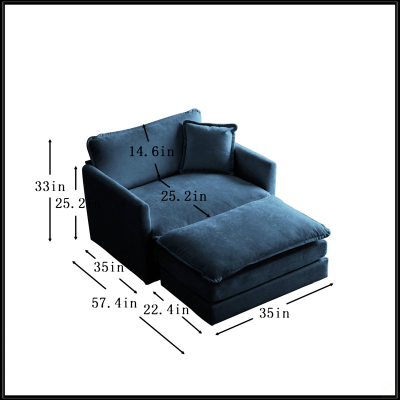 Chaise d'appoint moderne avec repose-pieds, Bleu