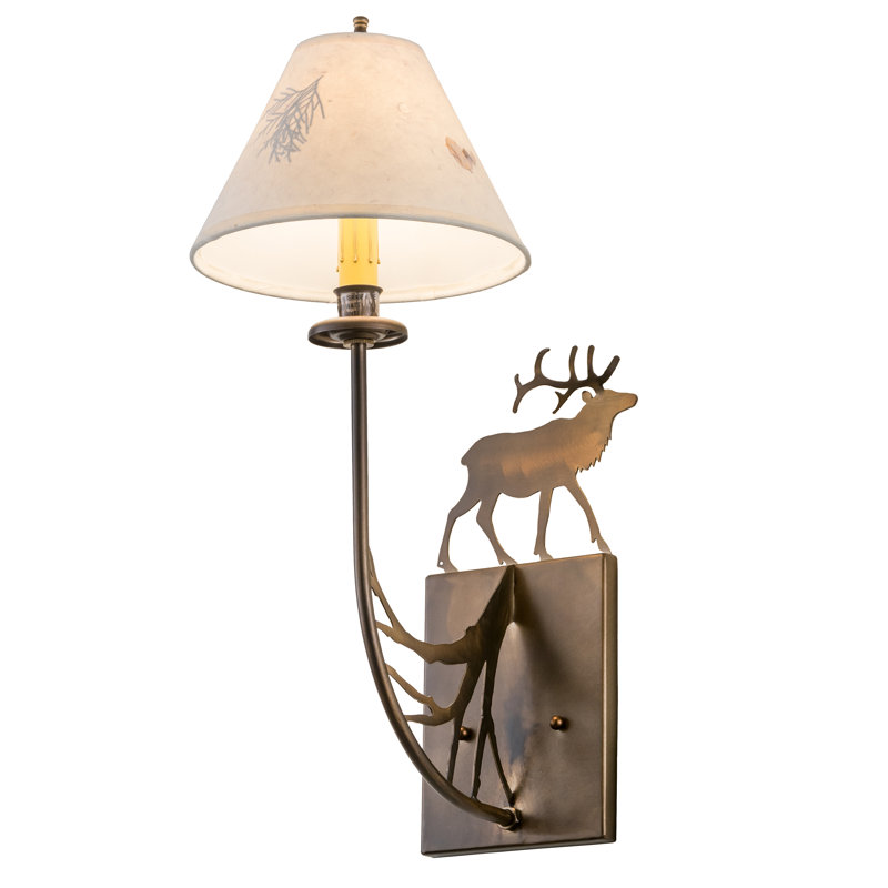 Applique murale 1 lumière abat-jour fleurie Lone Elk
