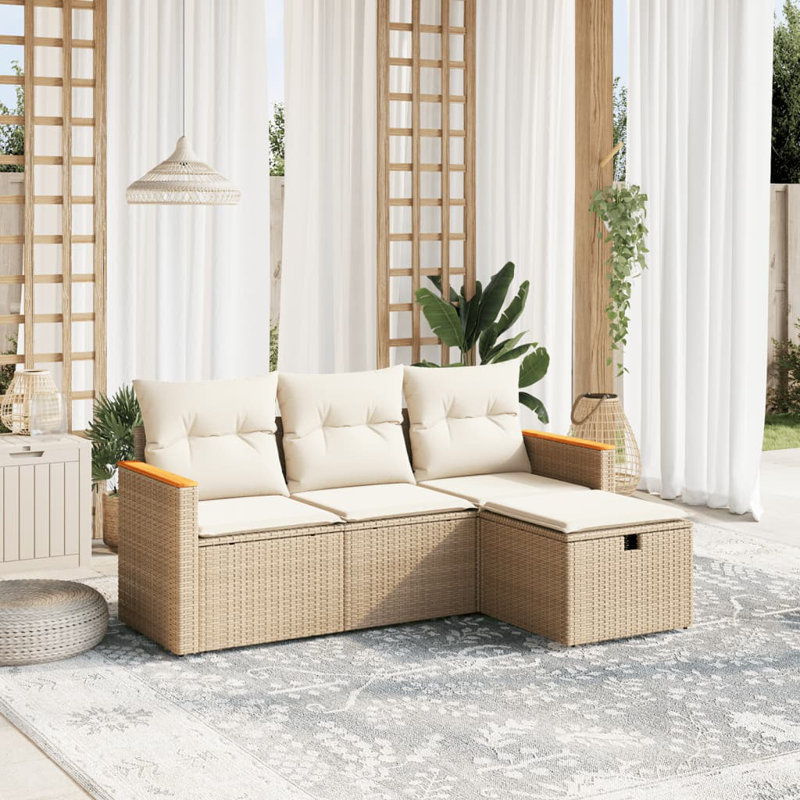Vidaxl Garden Sofa Set Beige, Cream White