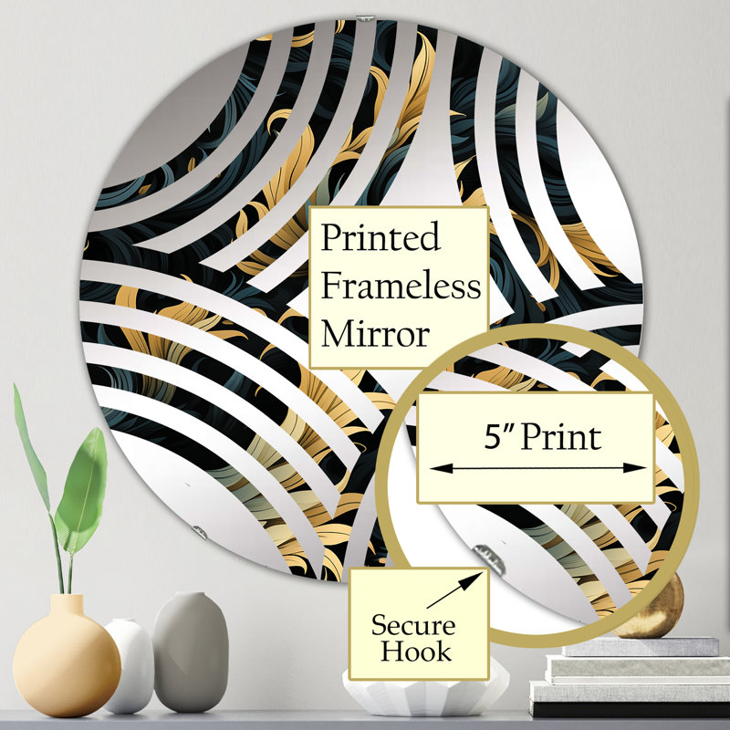 Calligraphie damassé noire et dorée Flourish II - éventail décoratif, 23,6 po x 23,6 po