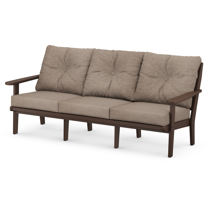 Lakeside Deep Seating Sofa, Mahogany Frame/Spiced Burlap Cushion