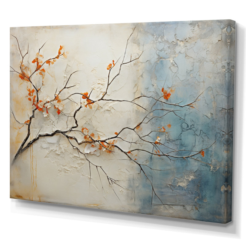 «Coral Teal Maple Tree Glowing Agate», impression sur toile érable, H 24 po x l 32 po x P 1 po, Toile tendue