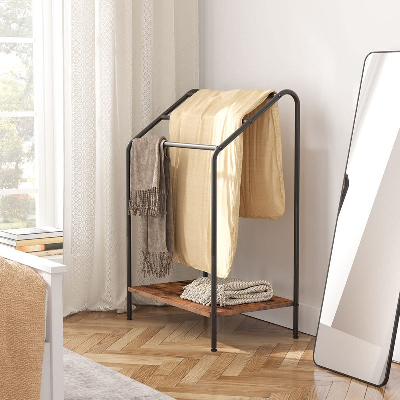 Rustic Brown and Black Freestanding 3-Tier Towel Rack