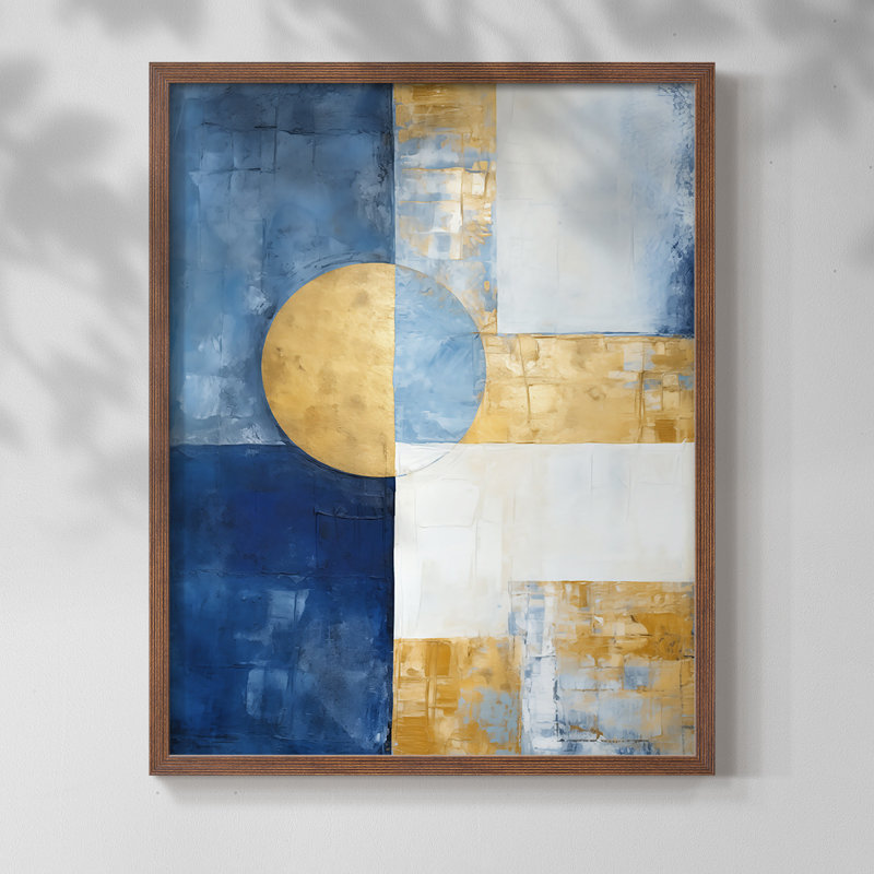 Série ABSTRACT Dxxv - reproduction encadrée de qualité supérieure - prête à être accrochée - aucun clou requis, Noyer