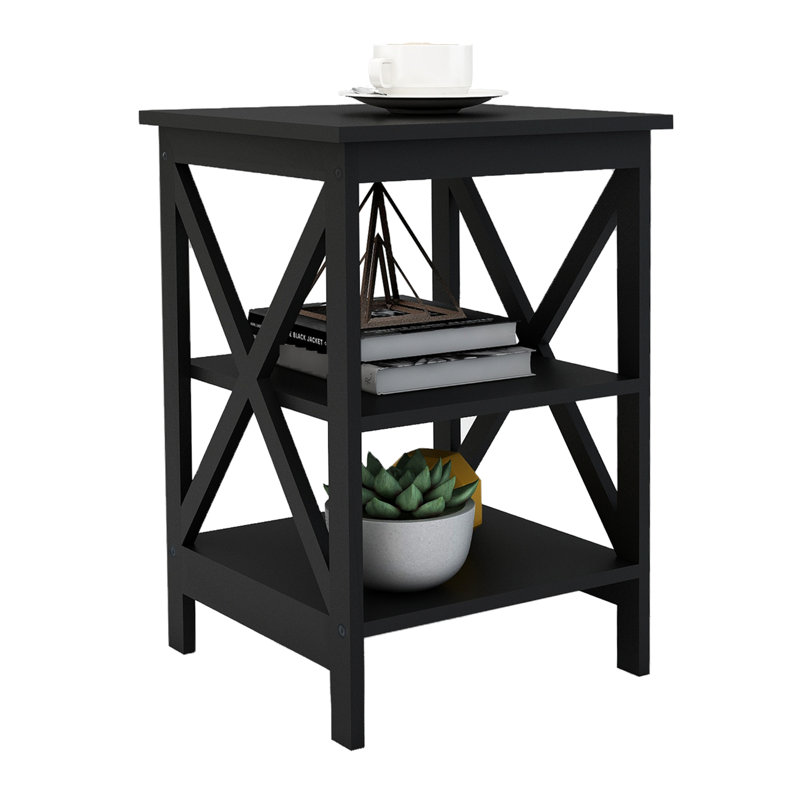 Special Painted Side Table In Black, Crafted From Black With Solid , Lacquer, And Stable Construction