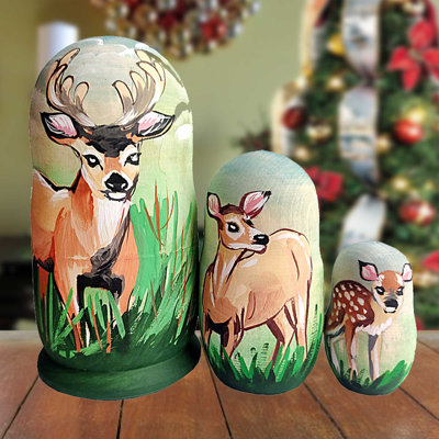 Ensemble de 3 poupées gigognes renne Matreshka