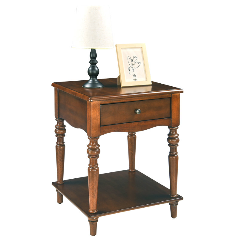 Grande table d'appoint en bois avec tiroir et tablette Timeless Elegance, H 24 po x l 18,90 po x P 18,90 po