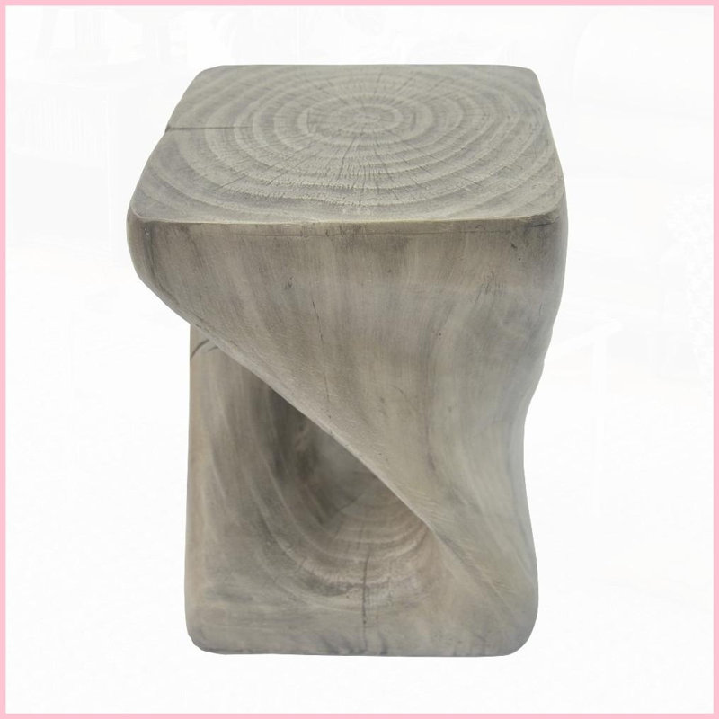 Table basse à spirale grise aspect bois gris MGO - sans assemblage, pour une utilisation intérieure / extérieure