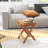 14 Inch Compact Folding Side Table With Slatted Tabletop