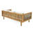 67.5" Outdoor Patio Daybed Sofa Bed, Acacia Wood Frame, Rattan Arms, Cushion & Pillow-1429376966