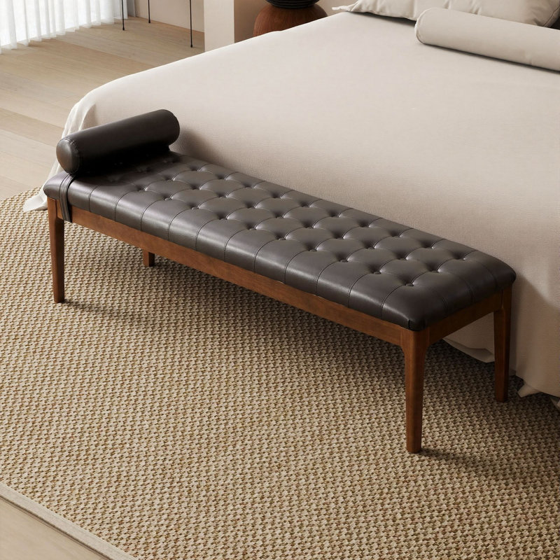 Banc de bout capitonné de 66 po à l'extrémité du lit, banc de fenêtre rembourré en polyuréthane pour le couloir du salon de la chambre à coucher