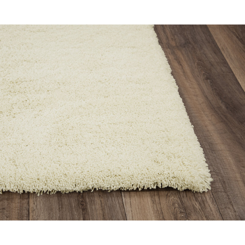 Tapis ivoire touffeté à la main Wensess, Rectangle de 5 pi x 7 pi 6 po