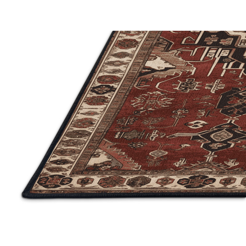 Tapis persan noir lavable à la machine, Carré 4 pi