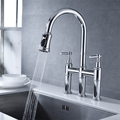 Bridge Kitchen Faucet With Pull-Down Sprayhead In Spot