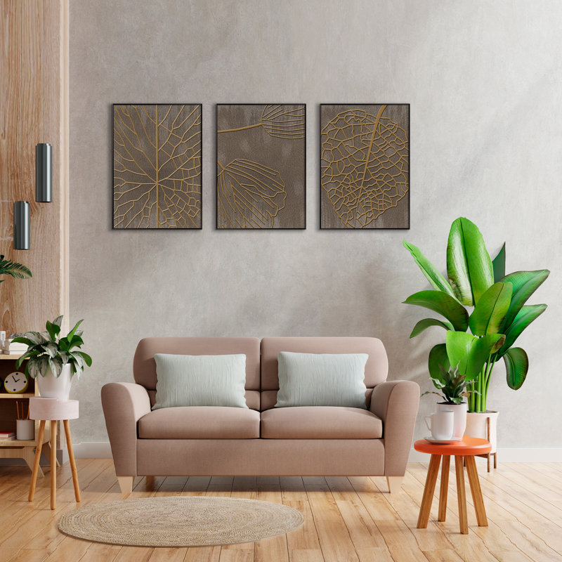 Circular - 3 Piece Single Picture Frame Print Set on Wood