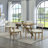 Darla 5Pc 70"W Rectangular Walnut Oak Geometric Cross Base Dining Set