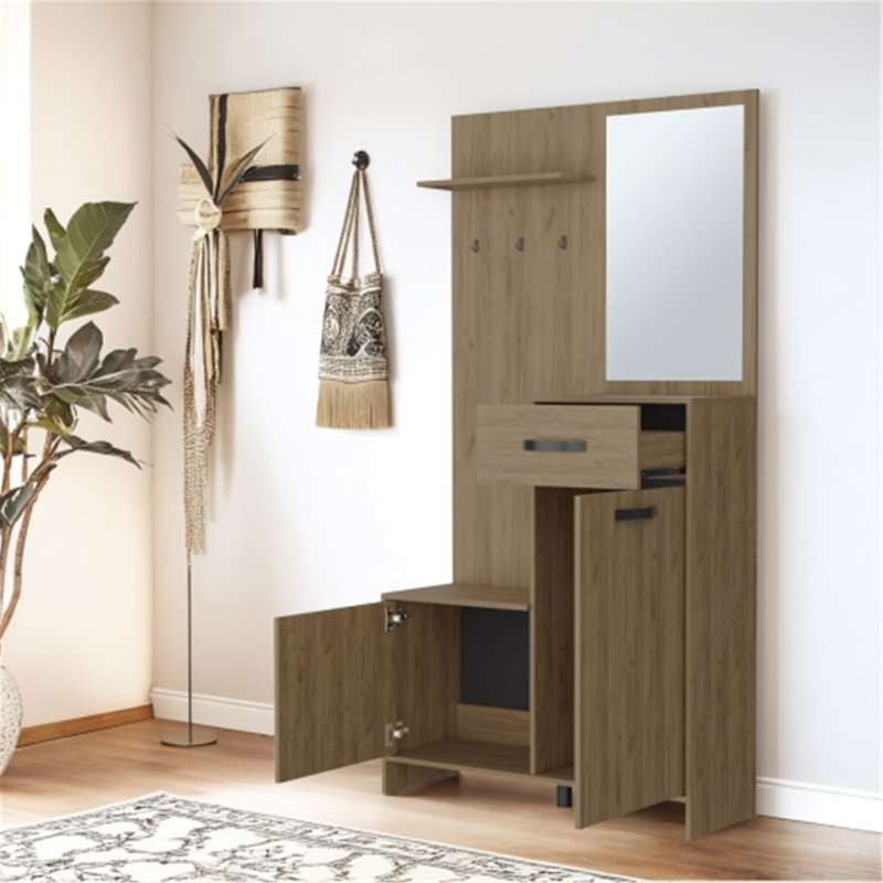 Versatile Multistorage Hall Tree with Mirror for Stylish Entryways