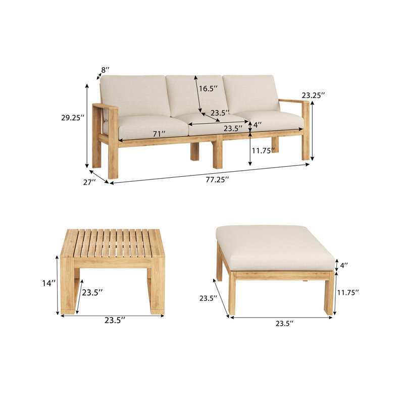 Ensemble de canapé modulaire d'extérieur 3 pièces