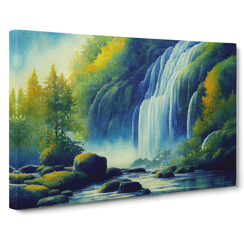 Lush Waterfall Vol.4 - Wrapped Canvas Painting, 50cm H x 76cm W x 3cm D