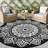 Round Outdoor Patio Rugs 5Ft Black and White Reversible Plastic Straw Rug with Carry Bag Lightweight Waterproof Camping Mat for Outdoor Porch Deck Backyard-820894648-820894642