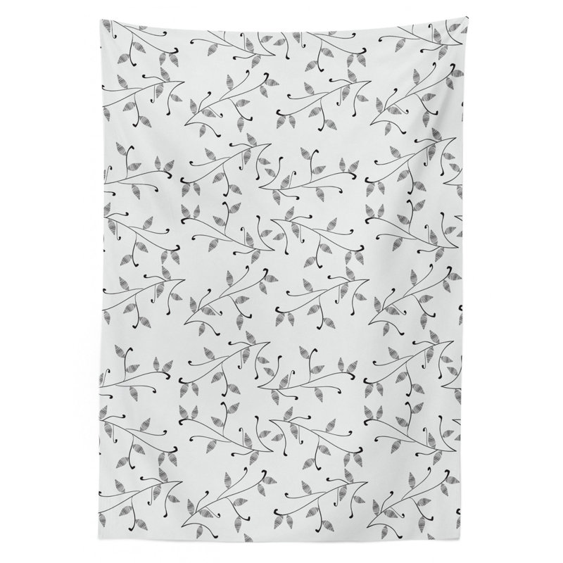 Ambesonne Leaf Tablecloth, Monochrome Minimalist Simple Leaf Pattern With Branch Eco Plants Modern Style, Rectangular Table Cover For Dining Room Kitchen Decor, 60" X 84", Grey White