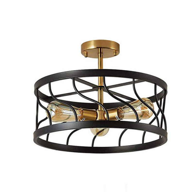 Plafonnier semi-encastré en cage à 3 lumières de 6,7 po
