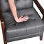 Chaise d'appoint contemporaine en cuir 100% gris foncé, coquille de contreplaqué et pieds en cuir avec finition en noyer-4535952