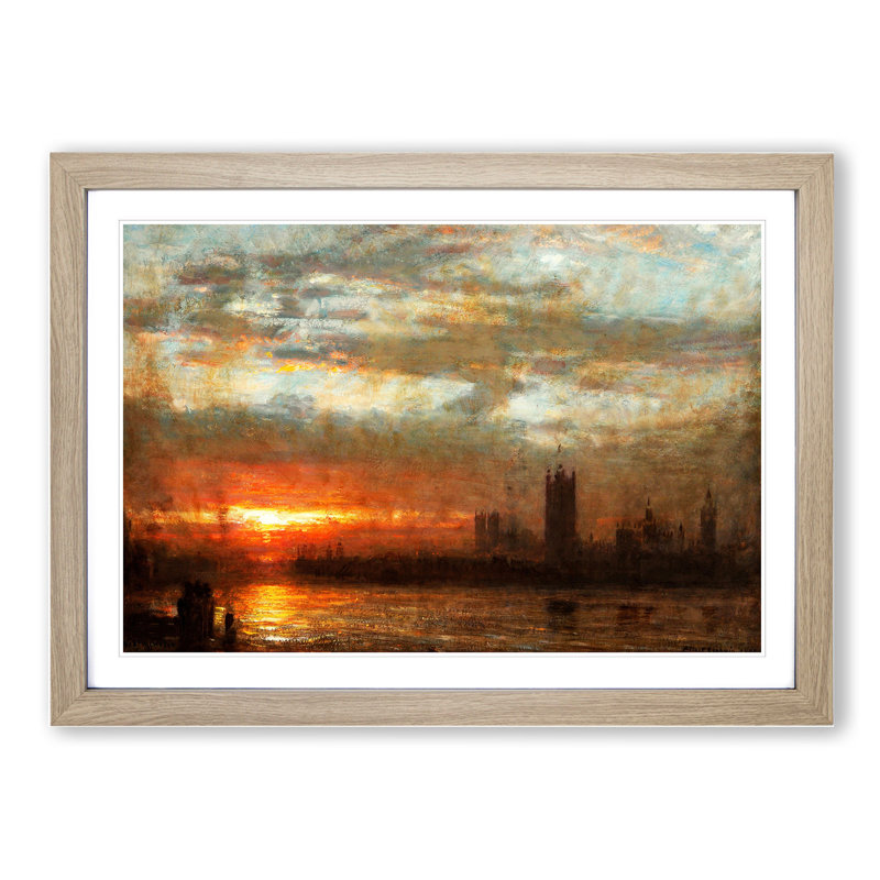 Westminster Sunset by Joseph Mallord William Turner - Picture Frame Painting, Oak, 27cm H x 36cm W x 2cm D