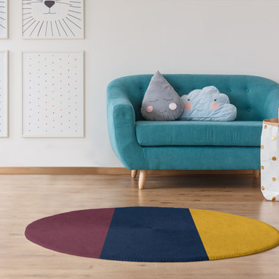 Tapis à rayures/bleu marine/couleur dorée